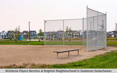 Wishbone Players Benches at Brighton Neighbourhood in Saskatoon Saskachewan